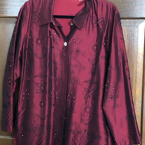Laura Ashley Jackets & Blazers - Laura Ashley Elegant Red and Black Fabric